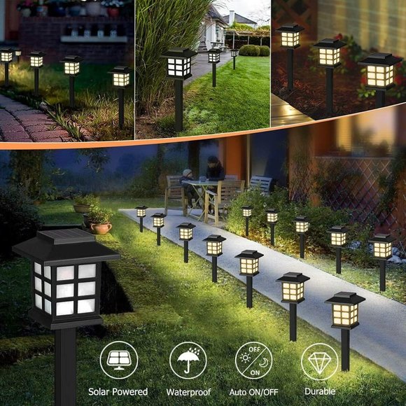 Outdoor Solar Lights (12 Pack) Warm Light Solar Garden Pathway Lights - Picture 6 of 11